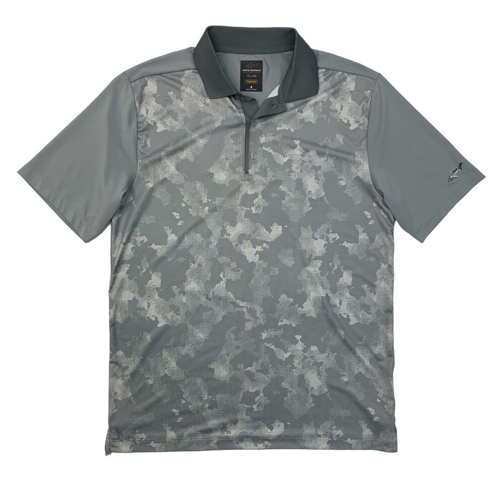 Greg Norman Polo Shirt Mens S Small Gray Tasso Elba Camo Rapi Vent Performance